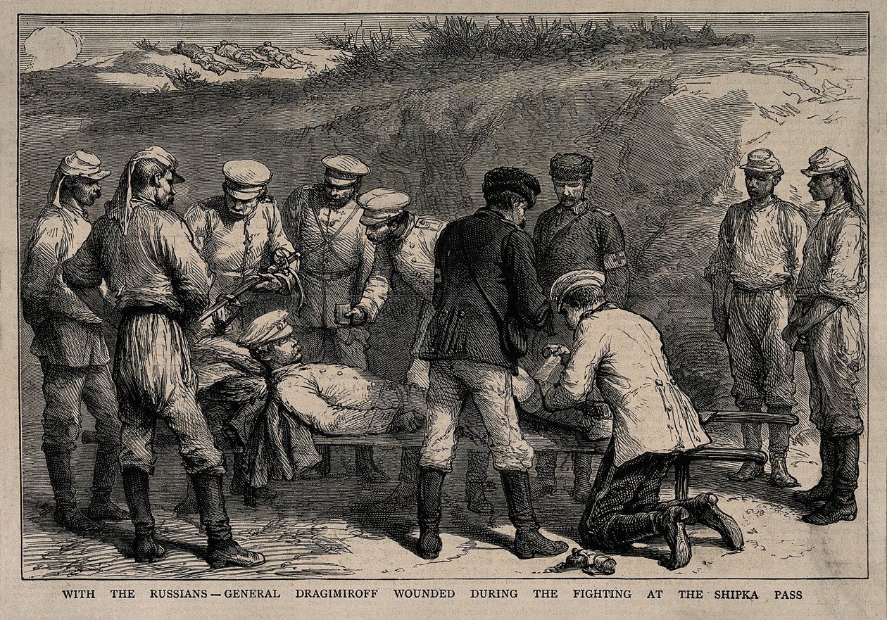 General Mikhail Dragomirov Wounded During the Battle at the Shipka Pass by Unbekannt