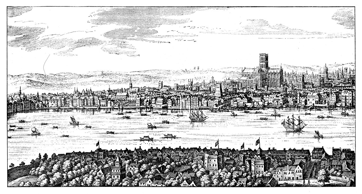 General view of London, 1666, 1909 by Unbekannt