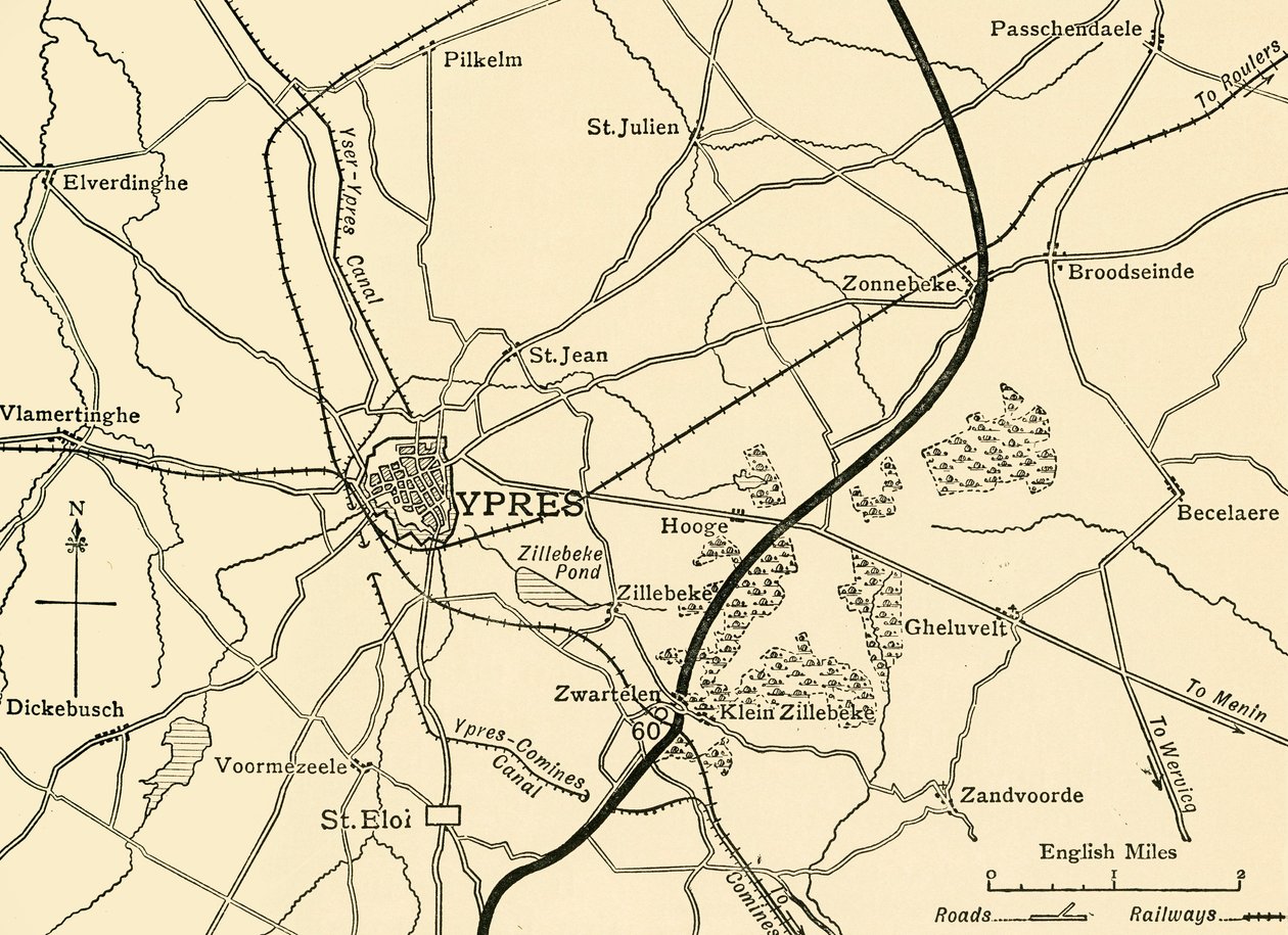 German Positions near Ypres, Flanders, First World War by Unbekannt