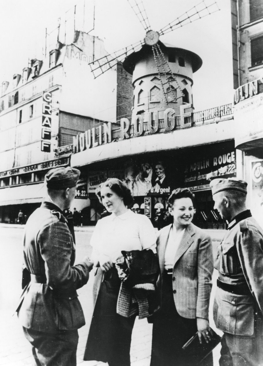 German Soldiers Chatting Up French Women Outside the Moulin Rouge, Occupied Paris by Unbekannt