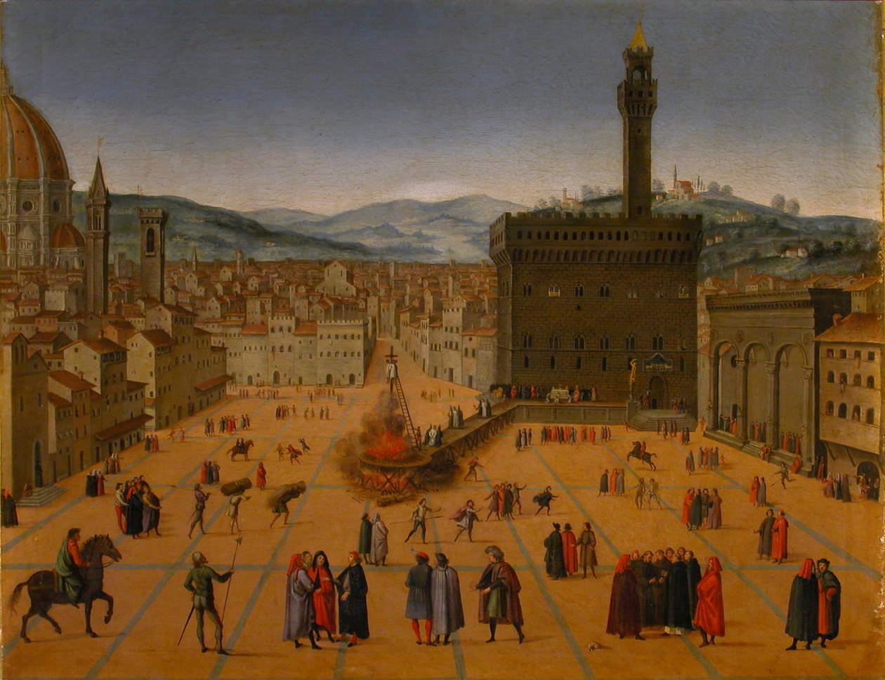 Execution of Girolamo Savonarola on the Piazza della Signoria in Florence, 1498 by Unbekannt