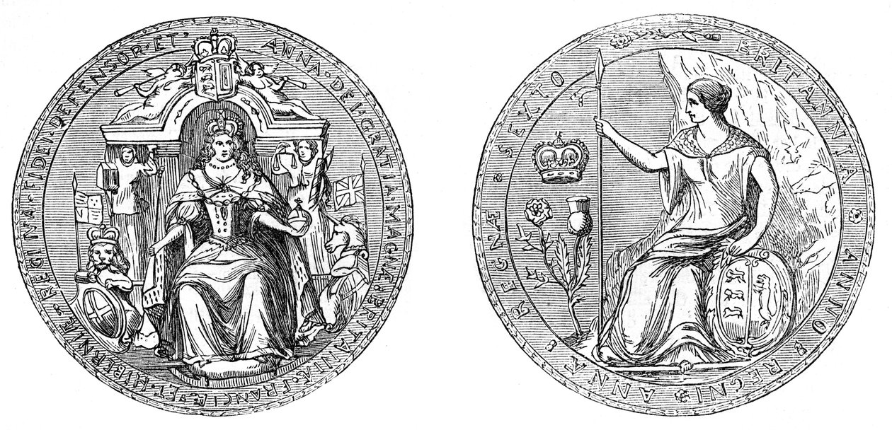 Great Seal of Queen Ann, after the union of England and Scotland by Unbekannt
