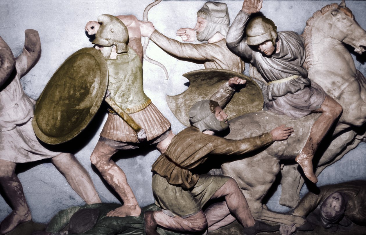 Greeks Fight Persians, the Alexander Sarcophagus, Sidon by Unbekannt