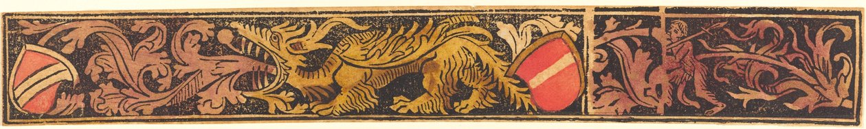Grotesque Strip with Dragon, Shields and Wild Men by Unbekannt