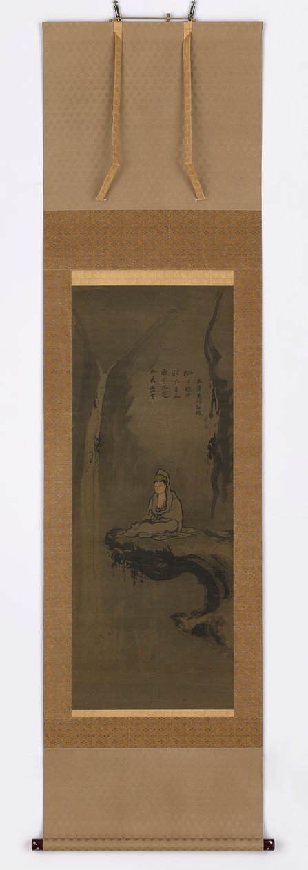 Guanyin, White Robed, Seated Upon an Over-Hanging Rock by Unbekannt