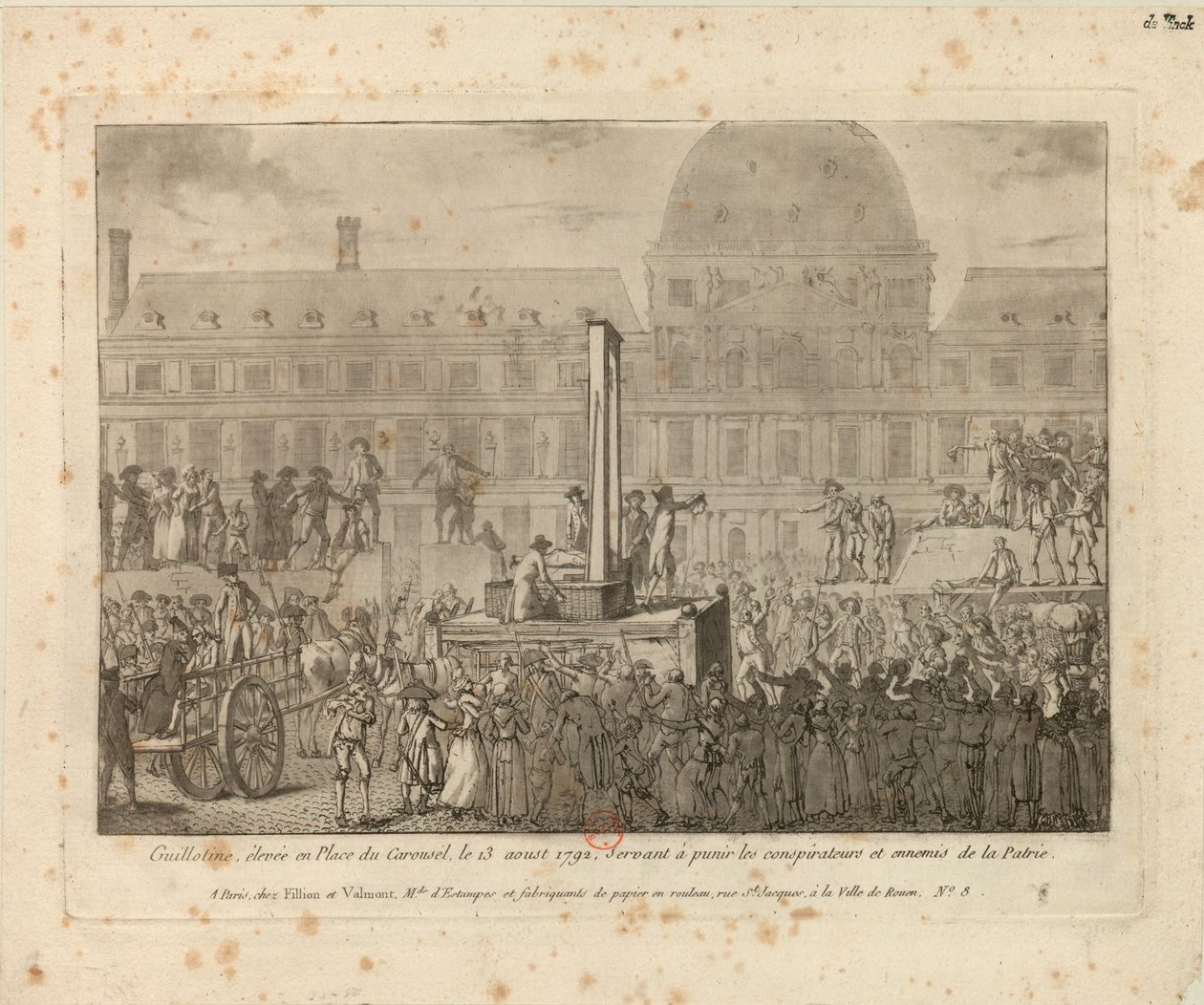 Guillotine erected in Place du Carrousel, August 13, 1792 by Unbekannt
