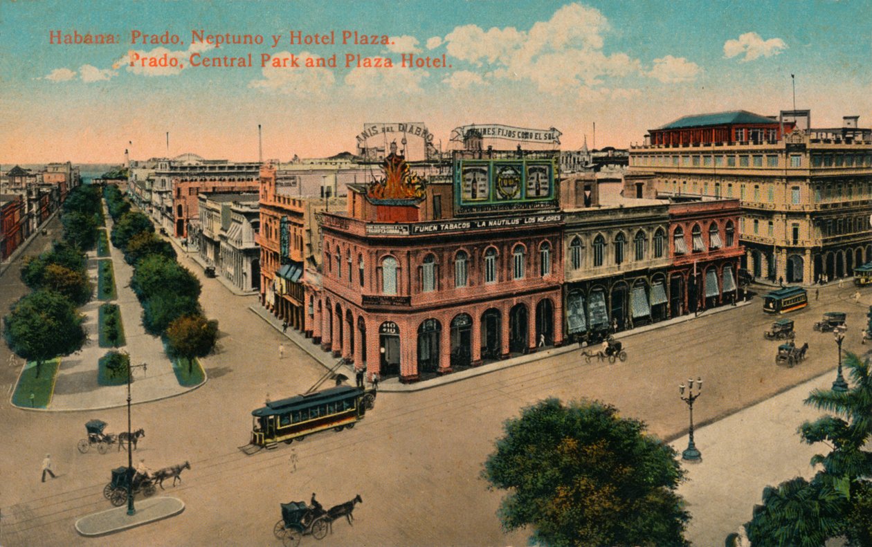 Habana: Prado, Neptuno y Hotel Plaza. Prado, Central Park and Plaza Hotel by Unbekannt