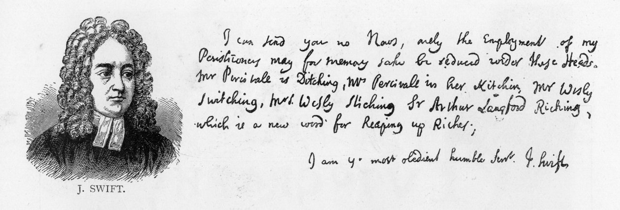 Handwriting and signature of Jonathan Swift, April 17 by Unbekannt