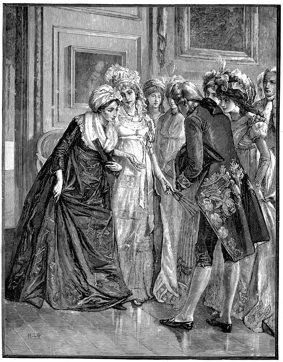 Hannah More being introduced to society, English religious writer by Unbekannt