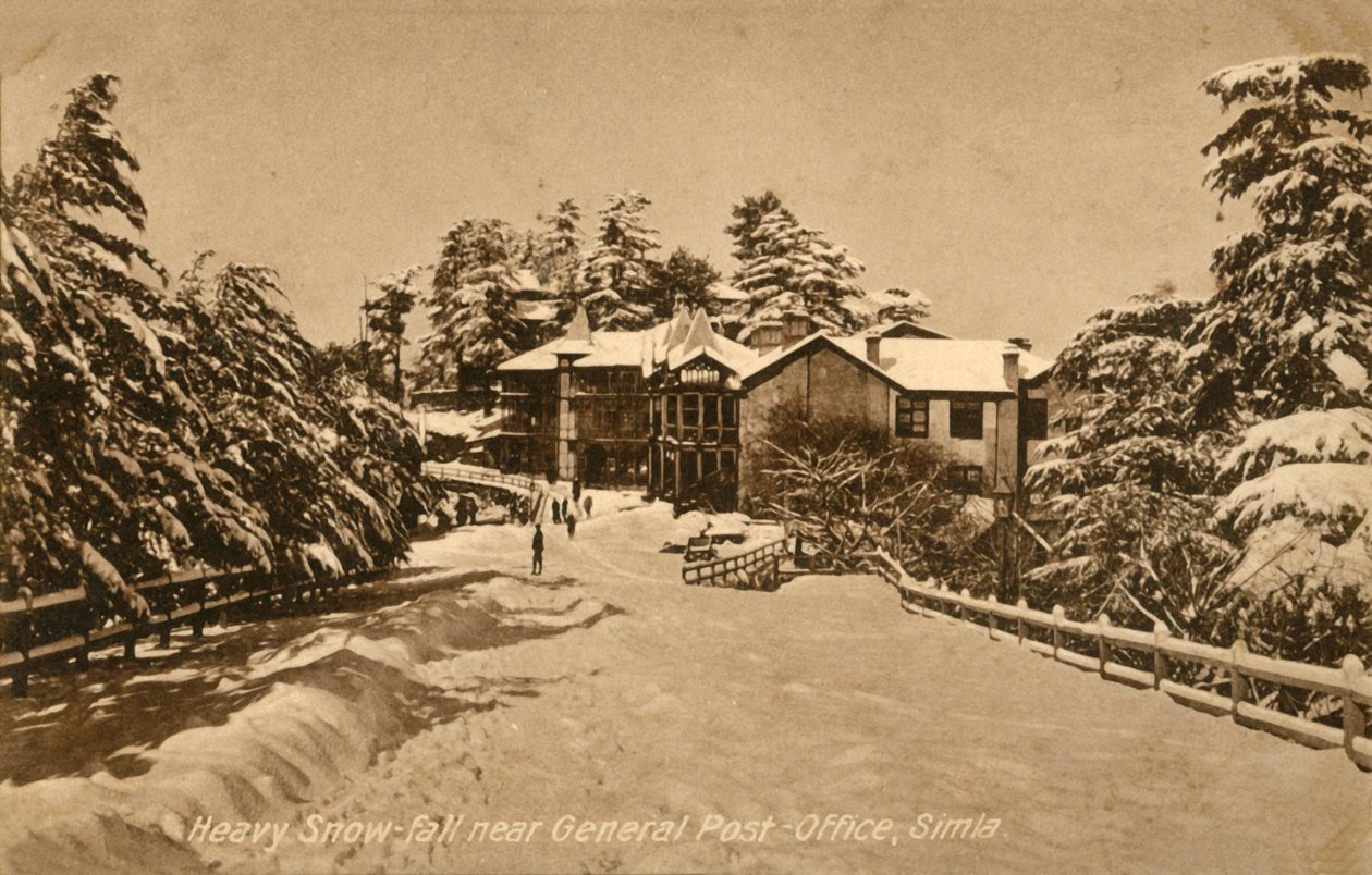 Heavy Snowfall near General Post-Office, Simla by Unbekannt