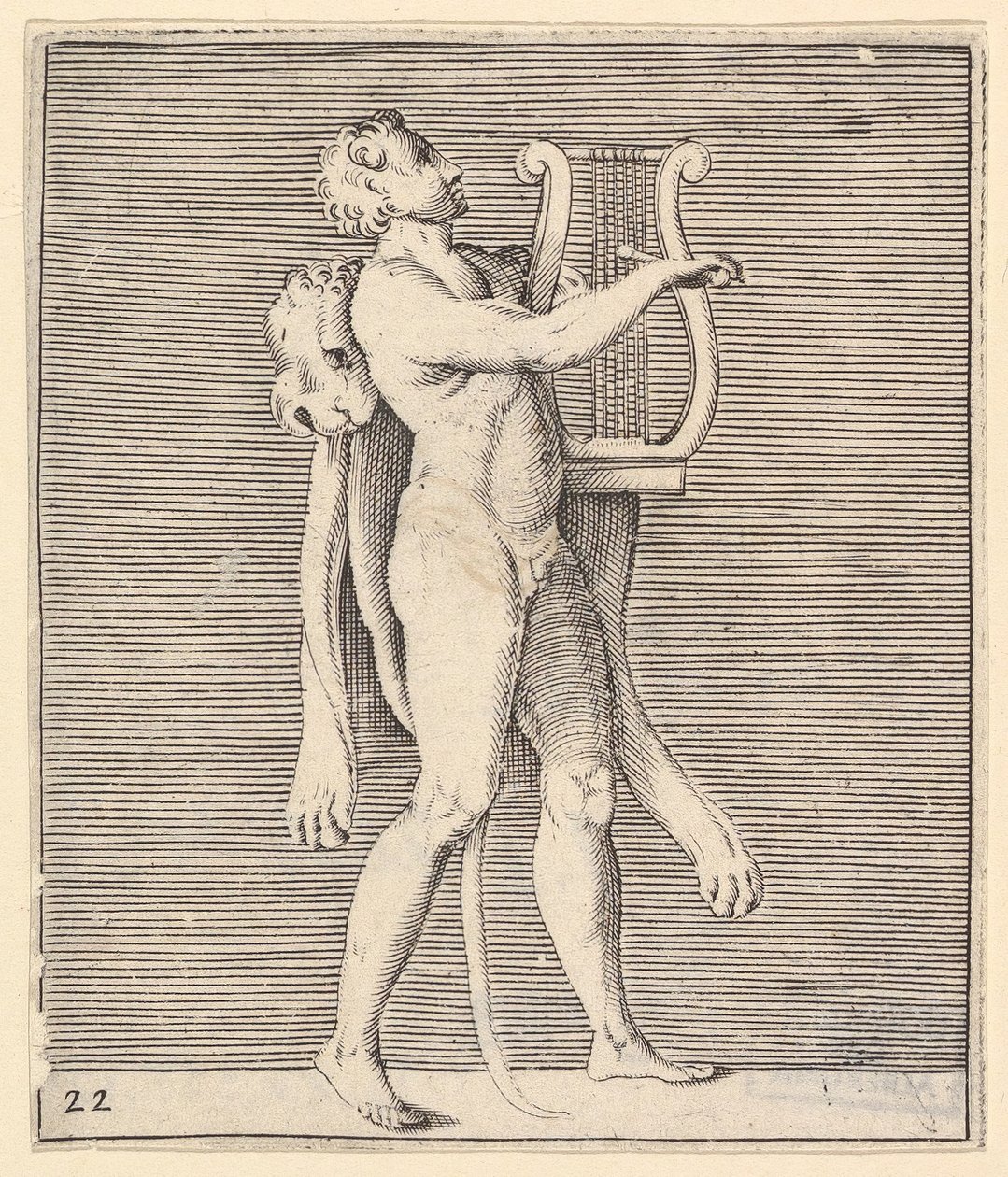 Hercules playing a lyre, a lionskin draped over his shoulder by Unbekannt