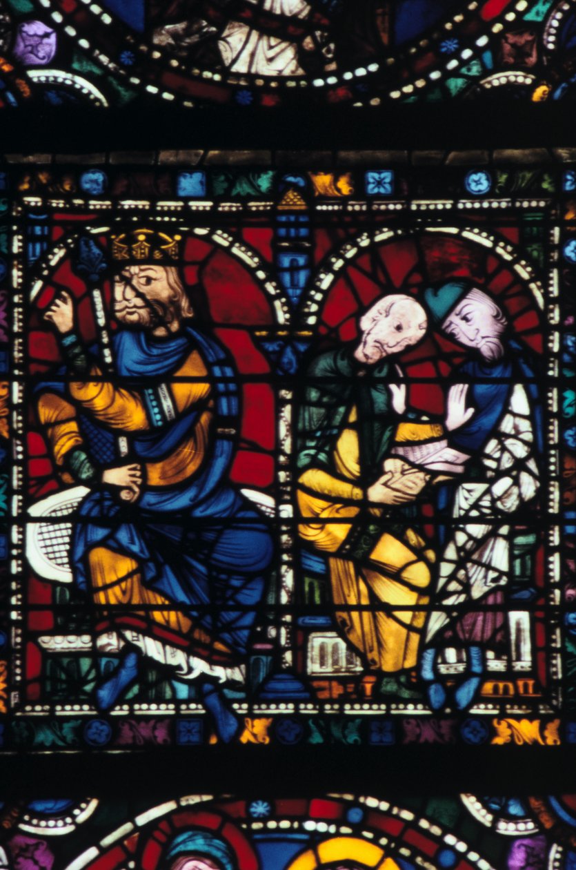 Herod and His Advisors, Stained Glass, Chartres Cathedral, France, 1145-1155 by Unbekannt