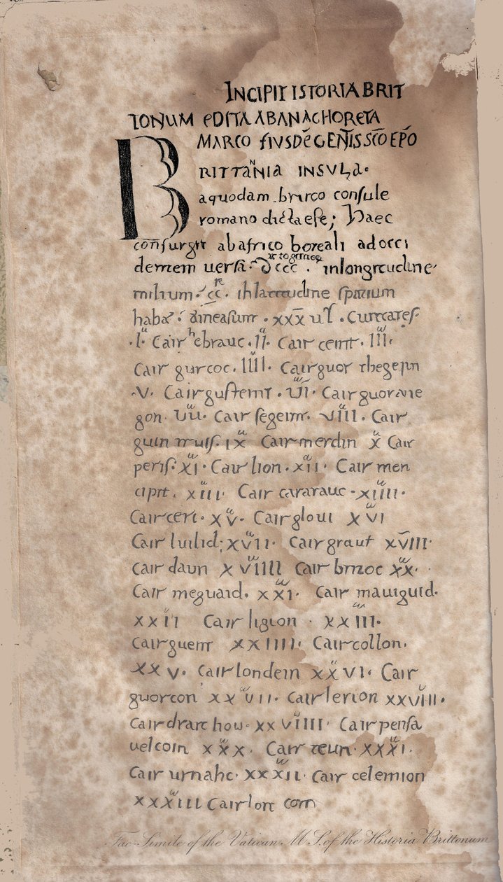 Historia Brittonum by Nennius. First Page of Manuscript by Unbekannt