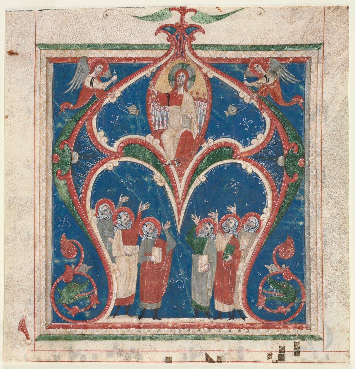 Historiated Initial A Excised from an Antiphonary: Christ in Majesty with Prophets by Unbekannt
