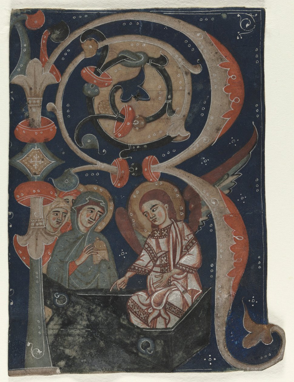 Historiated Initial R Excised from a Gradual: The Three Marys at the Tomb, c. 1200-1230 by Unbekannt