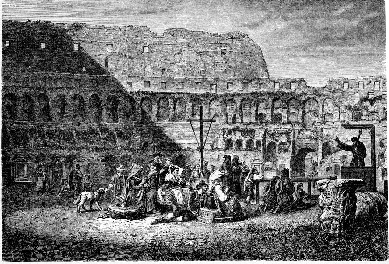 History of Ancient Rome. The Lenten Sermon Inside the Colosseum, Print 1800 by Unbekannt