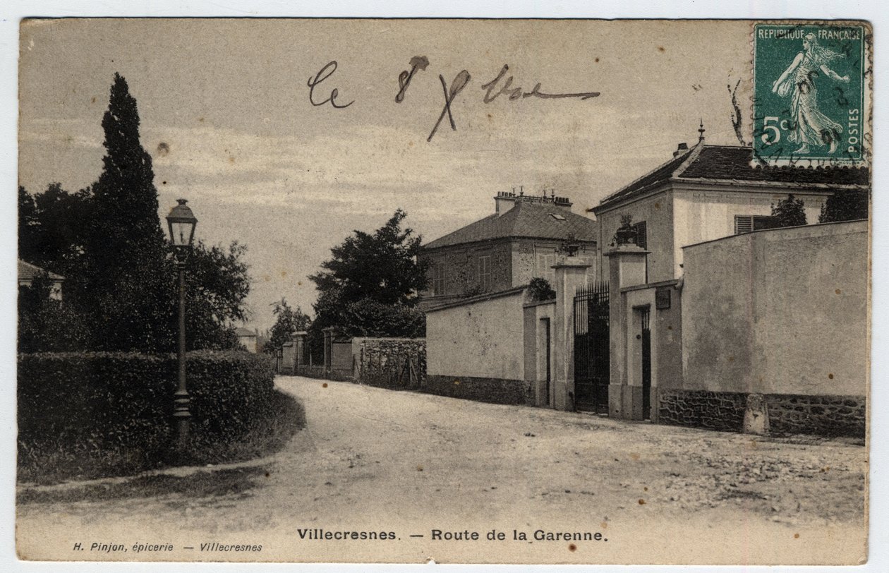 Ile de France, Val de Marne, Villecresnes: route de la Garenne - Postcard dated 1909 by Unbekannt