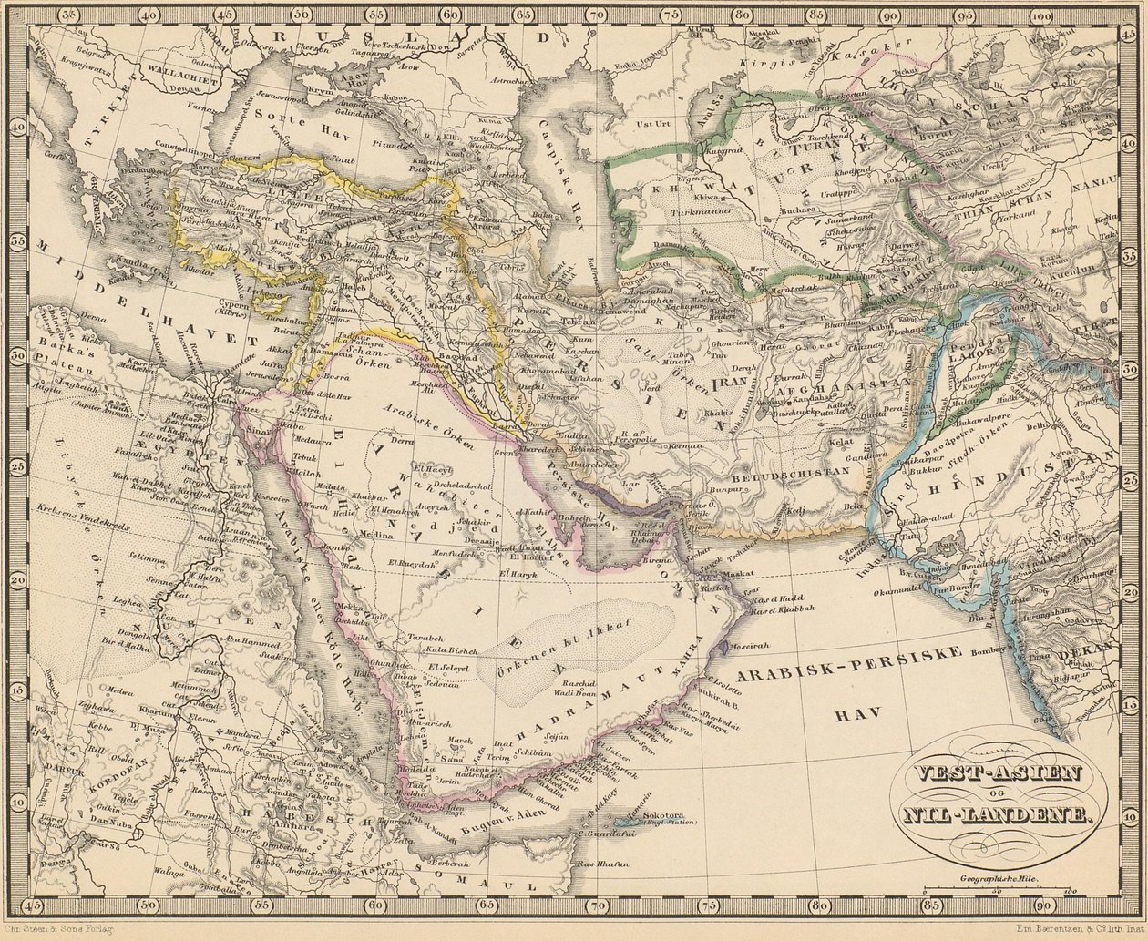 Illustration from the book Atlas of All Parts of the Earth by unknown author and published by Chr. Steen & Søn (Copenhagen, 1857) by Unbekannt