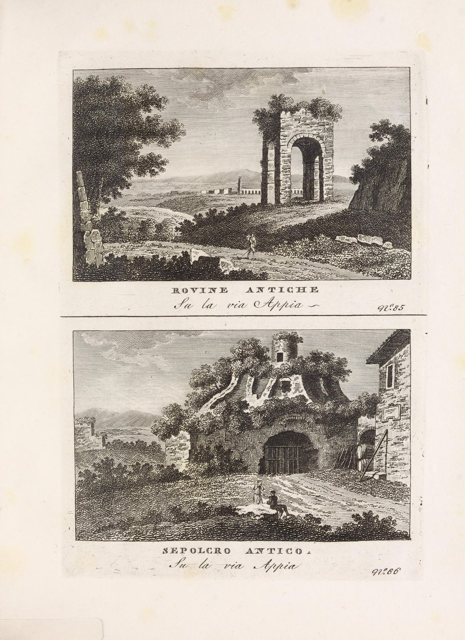 Illustration from the book Ancient and Modern Views of the Most Interesting Places in the City of Rome by unknown author and published by Presso Venanzio Monaldini, Stefano Piale in Piazza di Spagna (ca. 1820) by Unbekannt