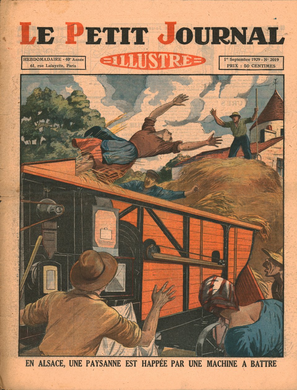 In Alsace, a Peasant Woman is Caught in a Threshing Machine by Unbekannt