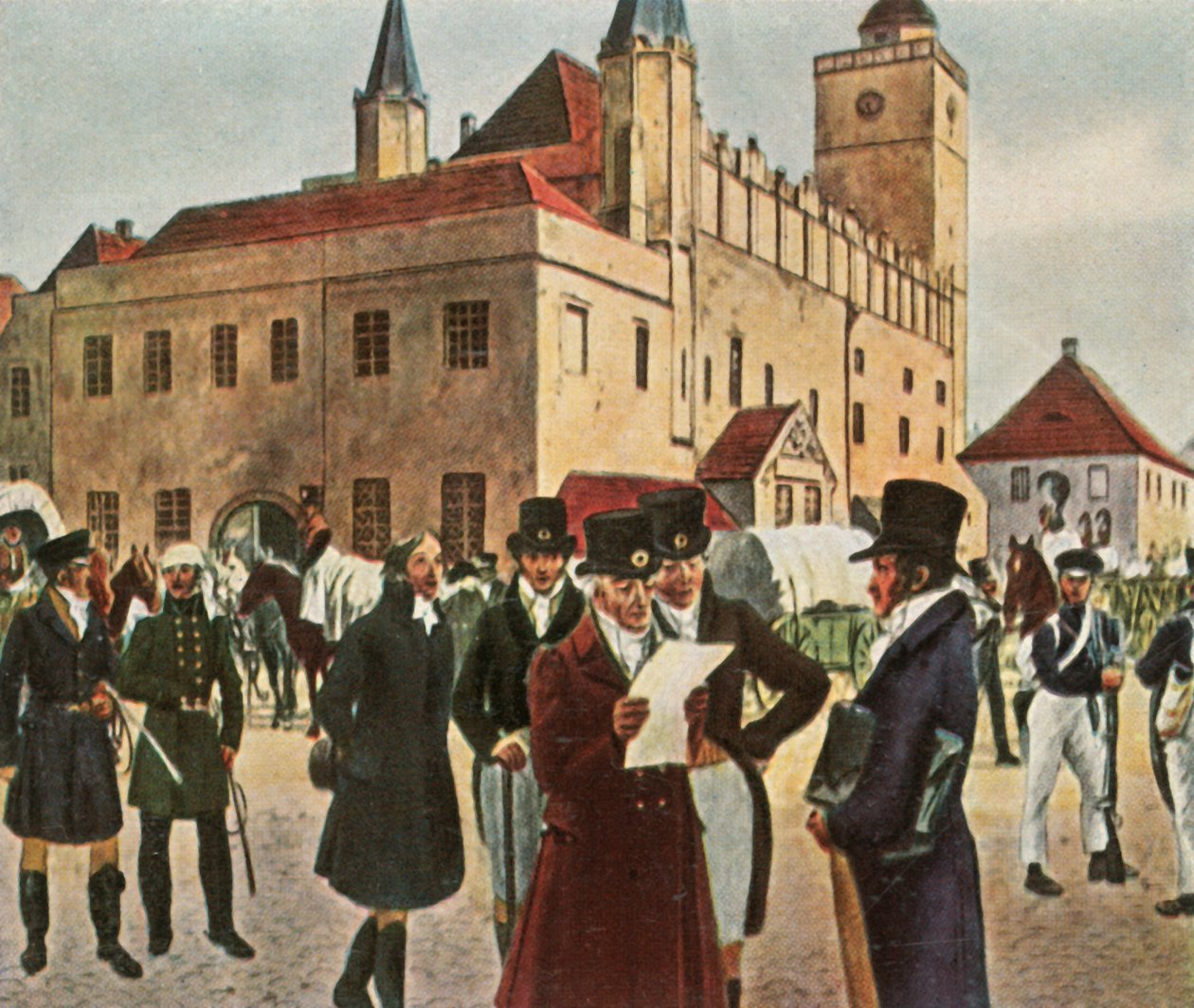 In Front of the Town Hall at Reichenbach in Silesia During the Ceasefire by Unbekannt