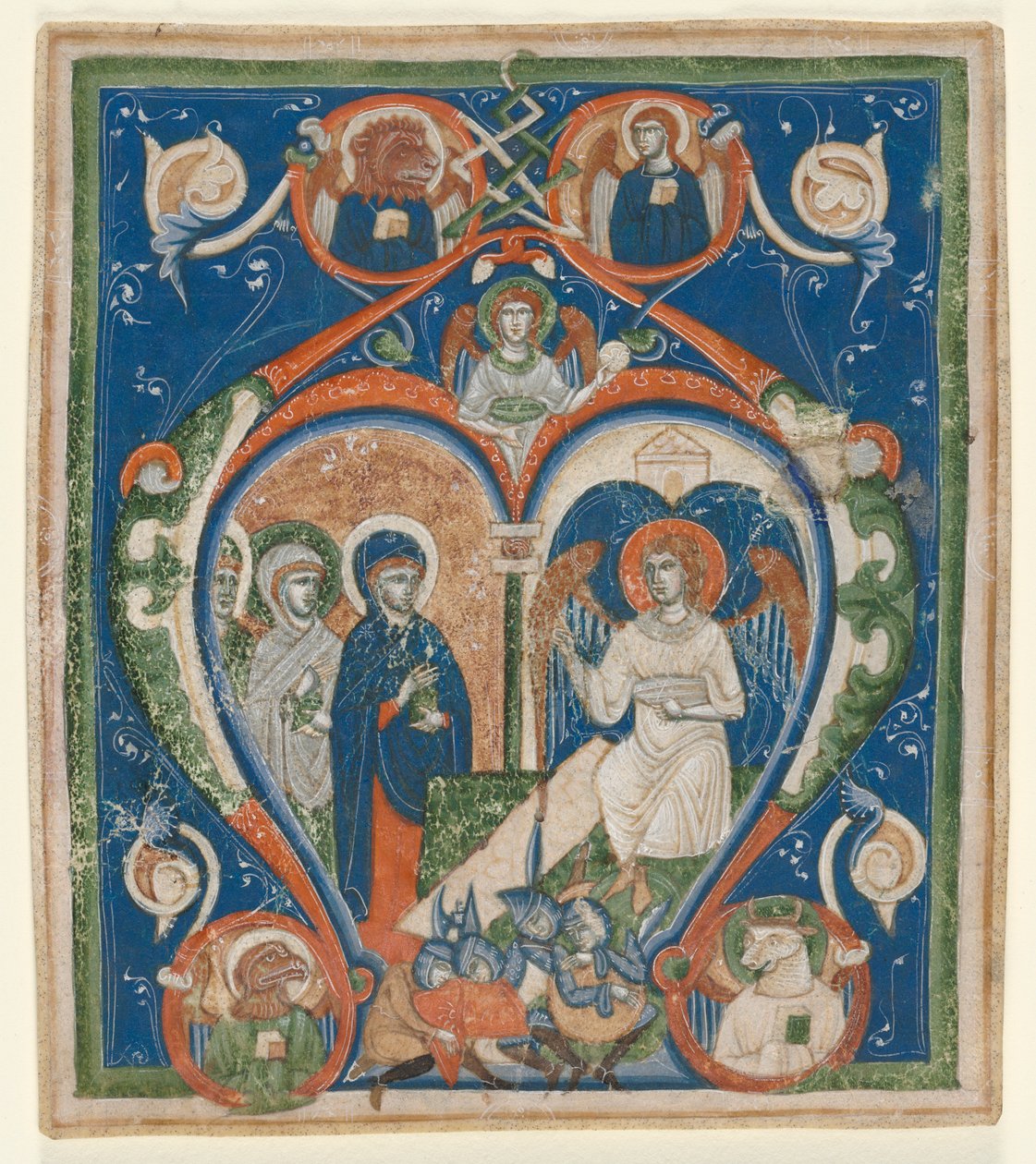 Initial A [ngelus Domini descendit] from an Antiphonary: The Three Marys at the Tomb by Unbekannt