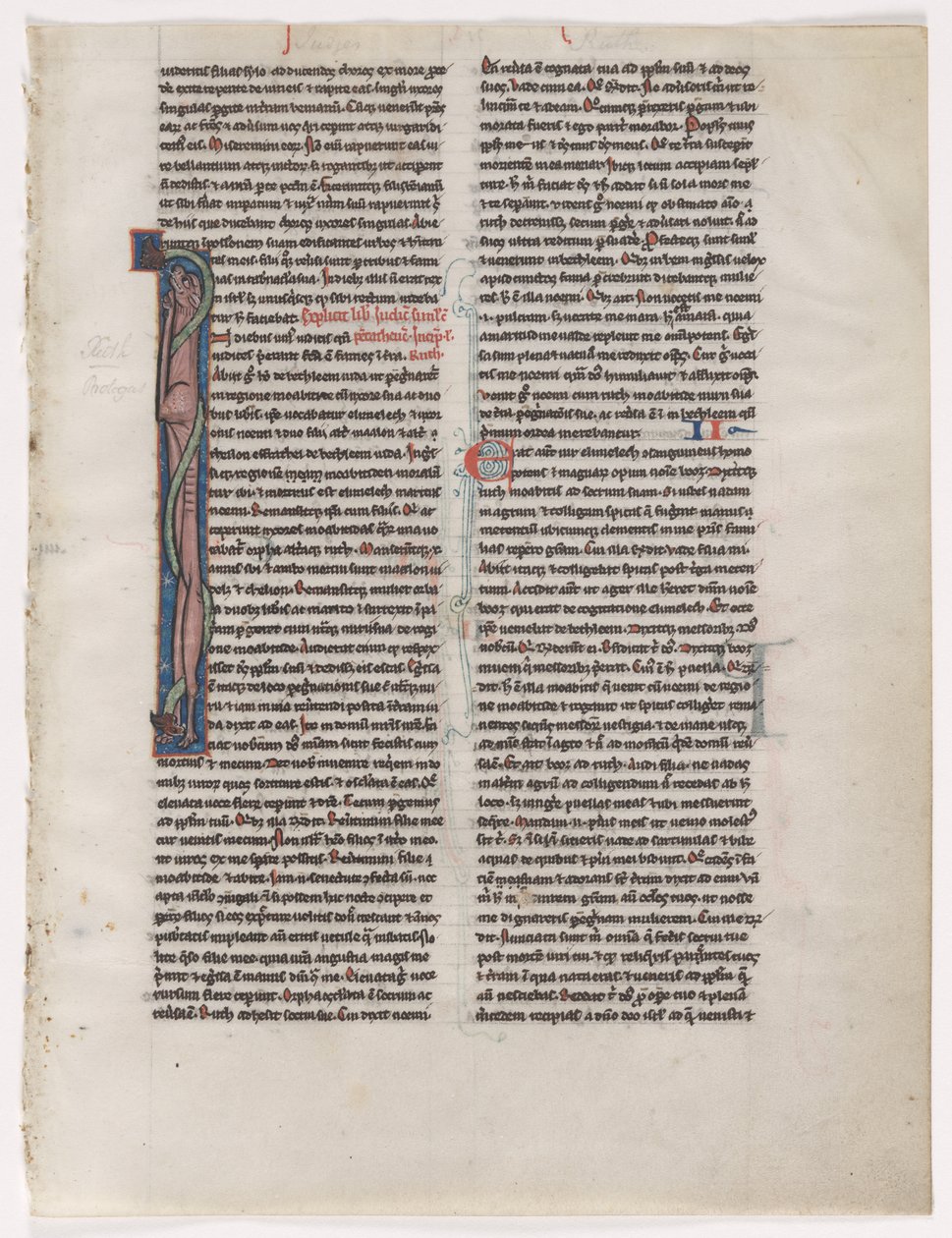 Initial I: Entwined Beast and Serpent: Leaf from a Bible, c. 1225-1250 by Unbekannt