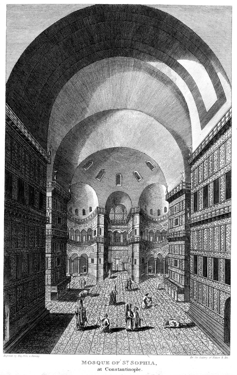 Interior of Hagia Sophia, Constantinople, Engraving, 1815 by Unbekannt