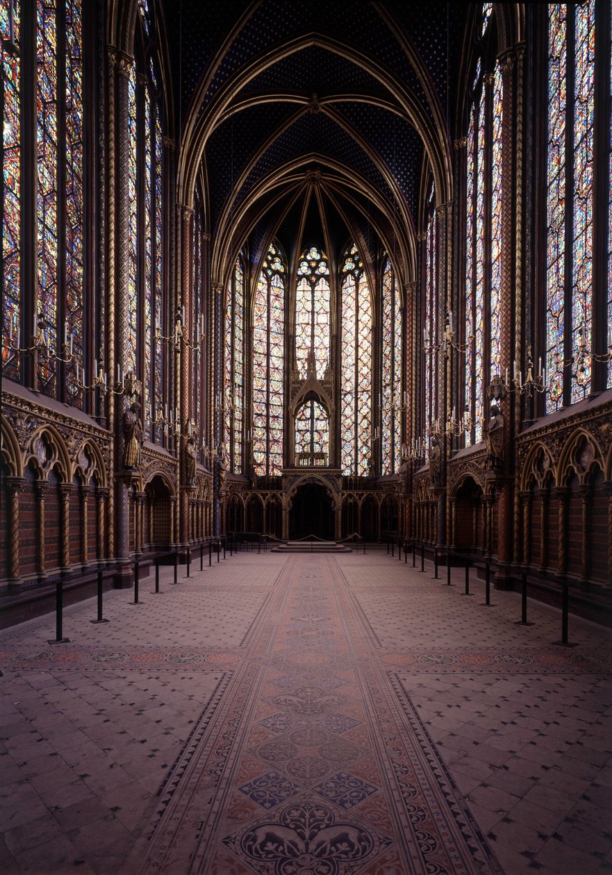 Interior of the Sainte Chapelle (upper chapel) in Paris. Gothic art of the 13th century. by Unbekannt