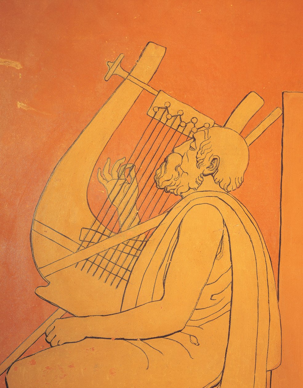 Interior view of decorative figurative drawings of male symbolic depiction of ancient Greece in dining room at Holmwood, Glasgow (photo) by Unbekannt
