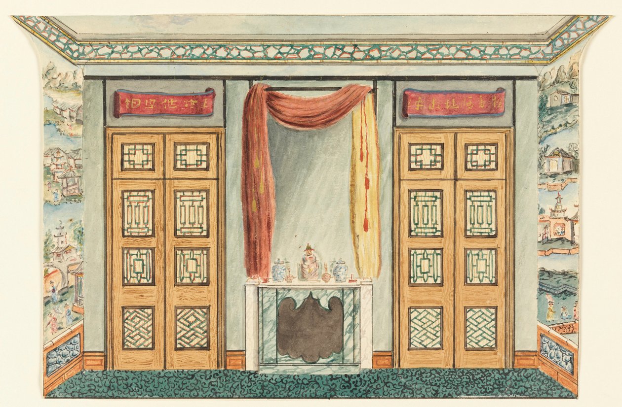 Interior with Chinese Wallpaper by Unbekannt