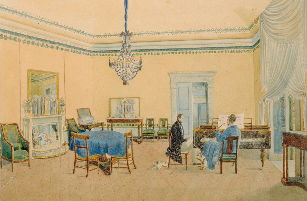Interior with figures. The Music Room by Unbekannt