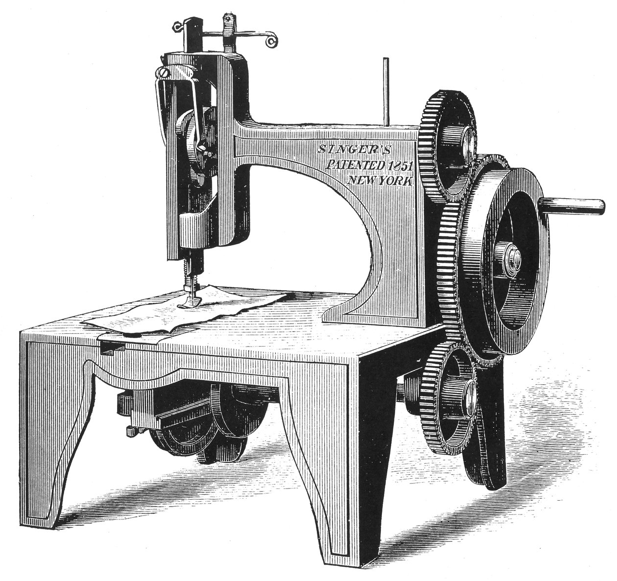 Isaac Merrit Singers first sewing machine, patented in 1851 1880 by Unbekannt