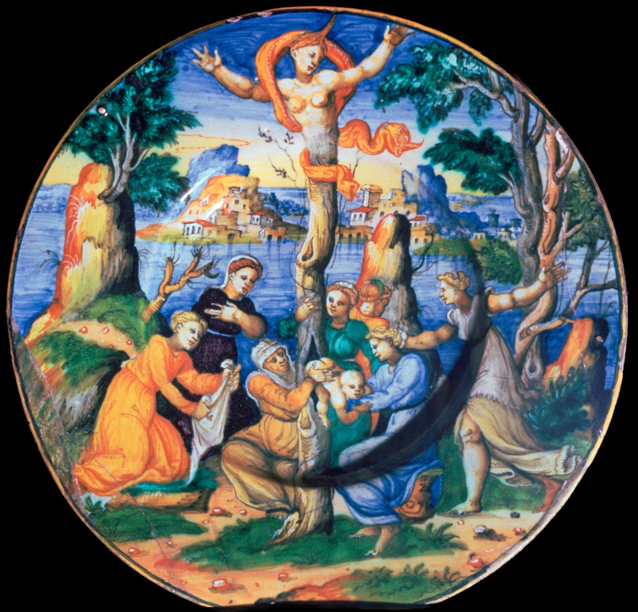 Italian Earthenware Plate Showing the Birth of Adonis by Unbekannt