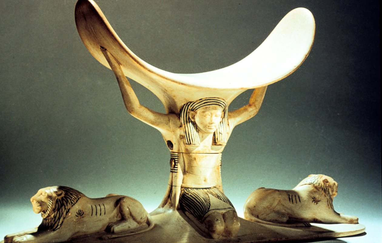 Ivory Headrest Supported by a Figure, Ancient Egyptian, 18th Dynasty, c1325 BC by Unbekannt