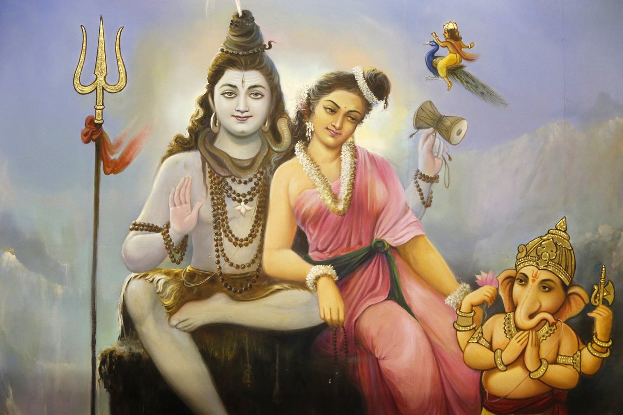 Fresco depicting Shiva, Parvati and Ganesh. United Kingdom by Unbekannt