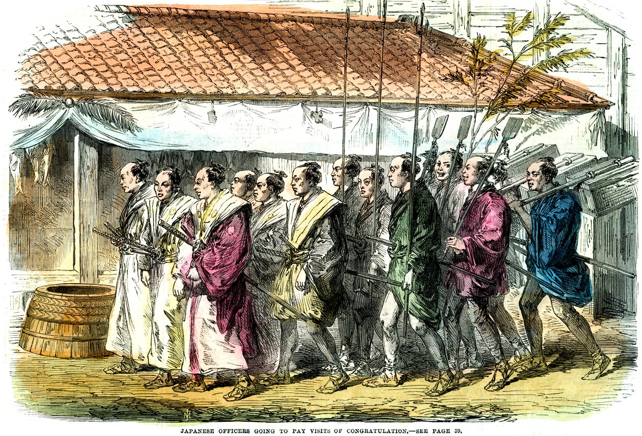 Japanese Officers Going to Pay Visits of Congratulation, Japan by Unbekannt