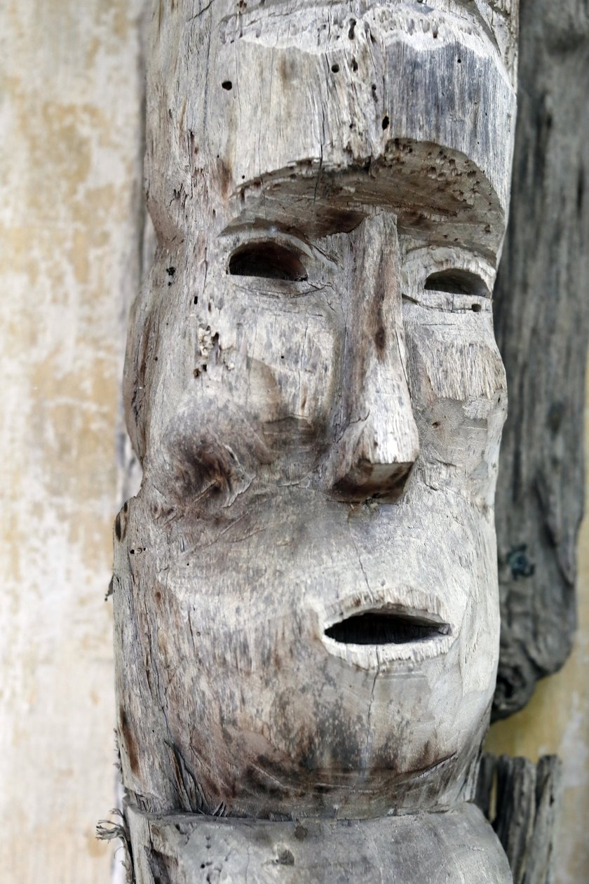 Jarai Ethnic Group. Guardian Spirit of a Jarai Tomb. Wooden Statue. Kon ...