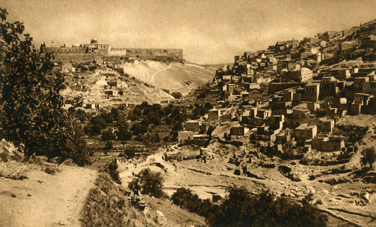 Jerusalem - Valley of Kidron, Siloam and City Wall, c1918-c1939 by Unbekannt
