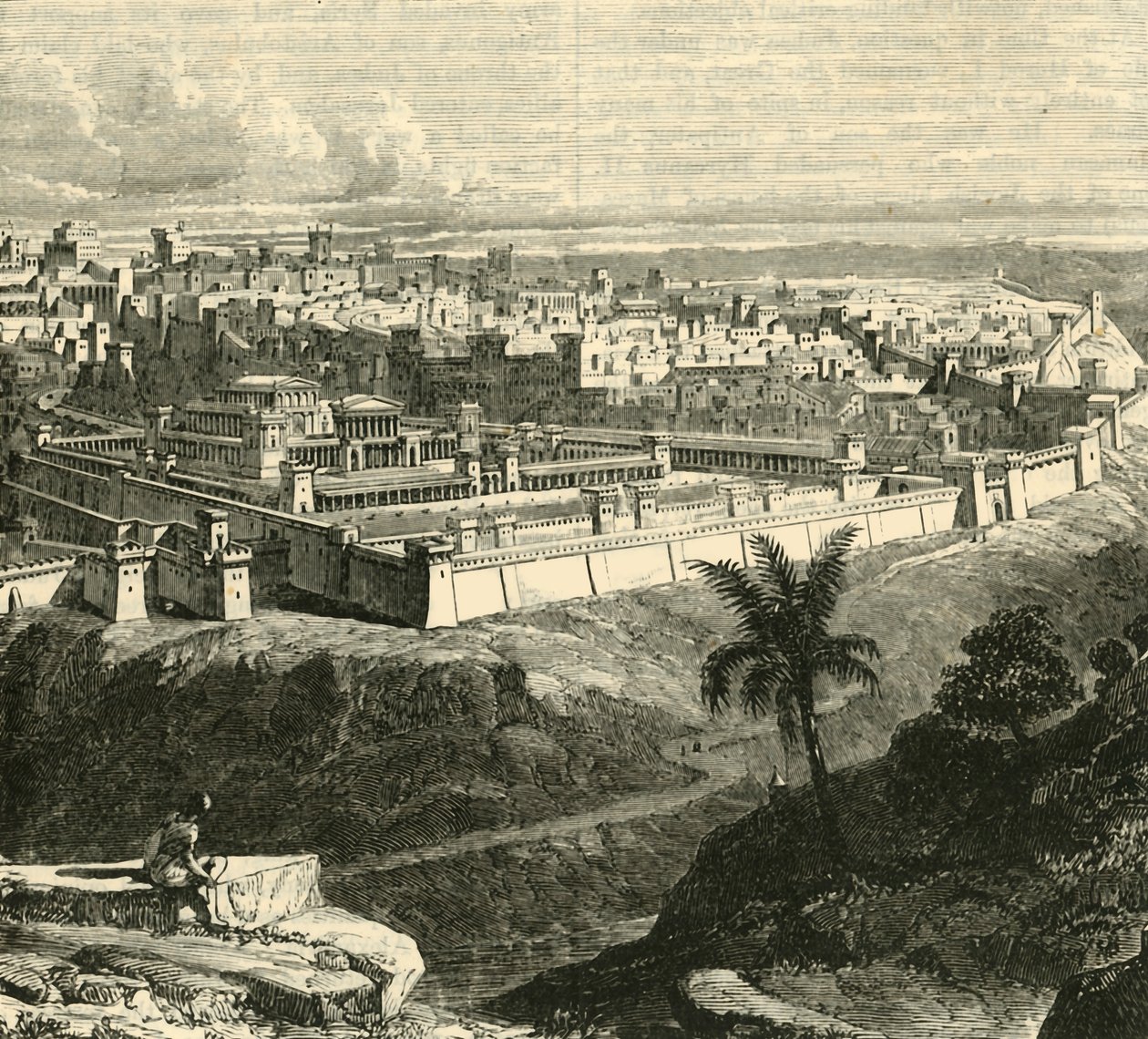Jerusalem in the Time of Jesus Christ, Showing the Temple as Restored by Herod the Great by Unbekannt