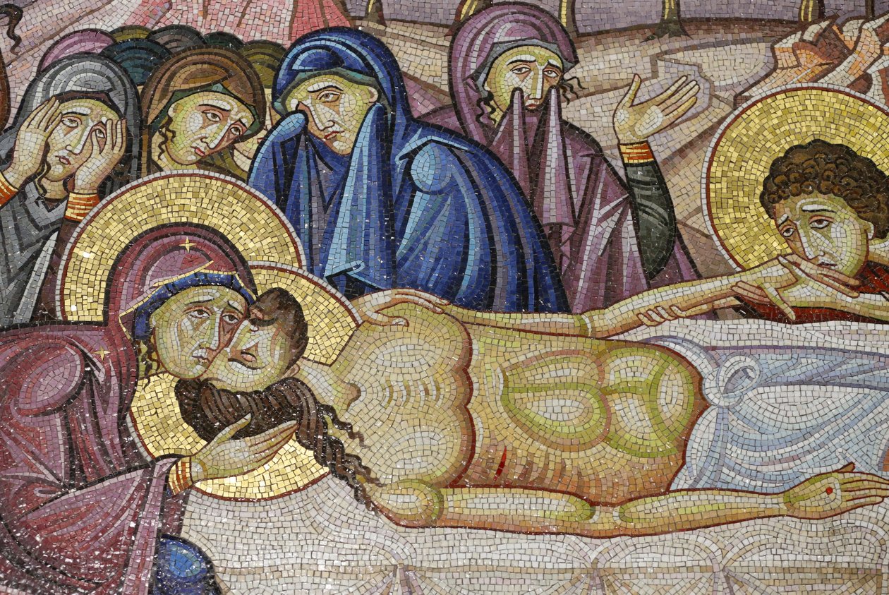 Jesus Laid in the New Tomb of Joseph of Arimathea (Detail), Holy Sepulchre Church, Jerusalem, Israel by Unbekannt