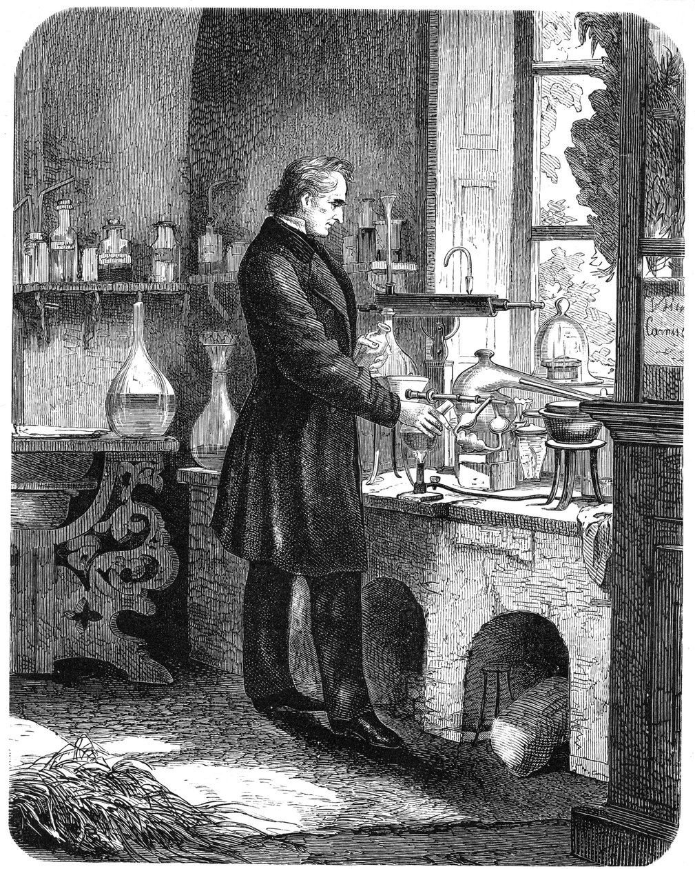Justus von Liebig, German Chemist, at Work in His Laboratory, mid 19th Century by Unbekannt