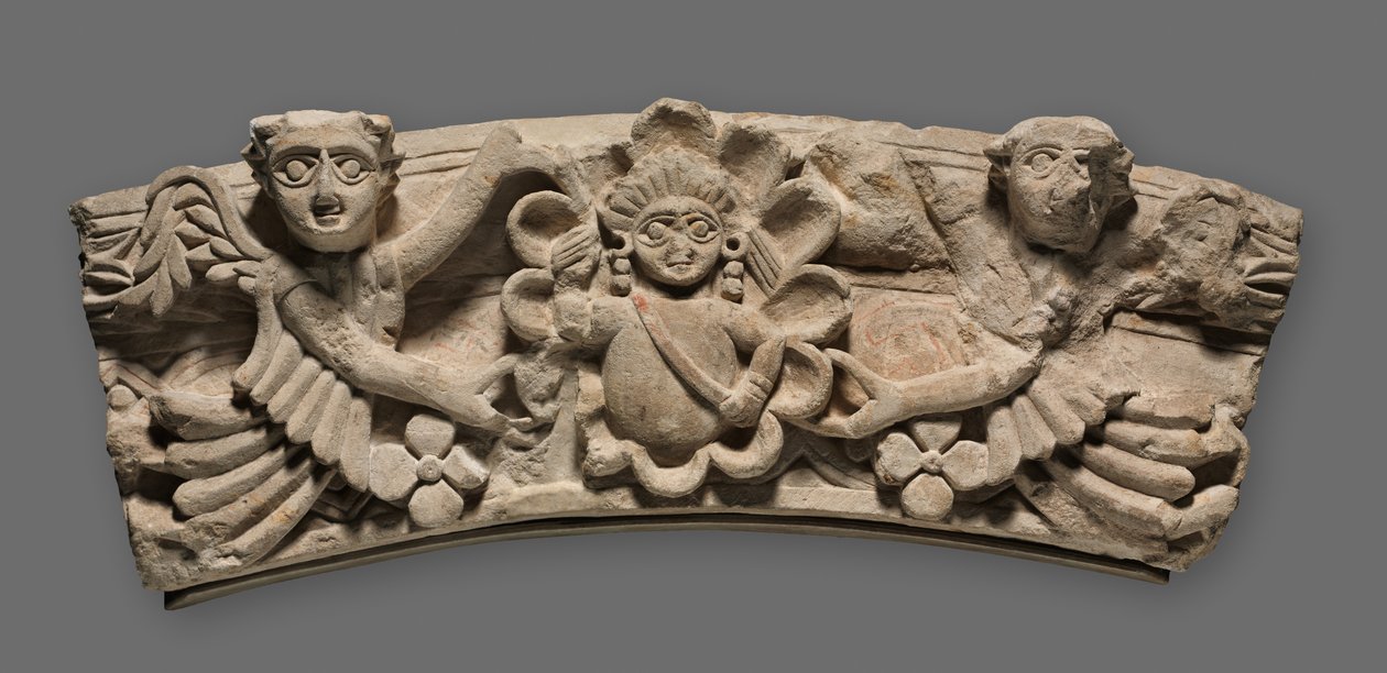 Keystone of an Arch: Female Bust within a Medallion Supported by Angels by Unbekannt