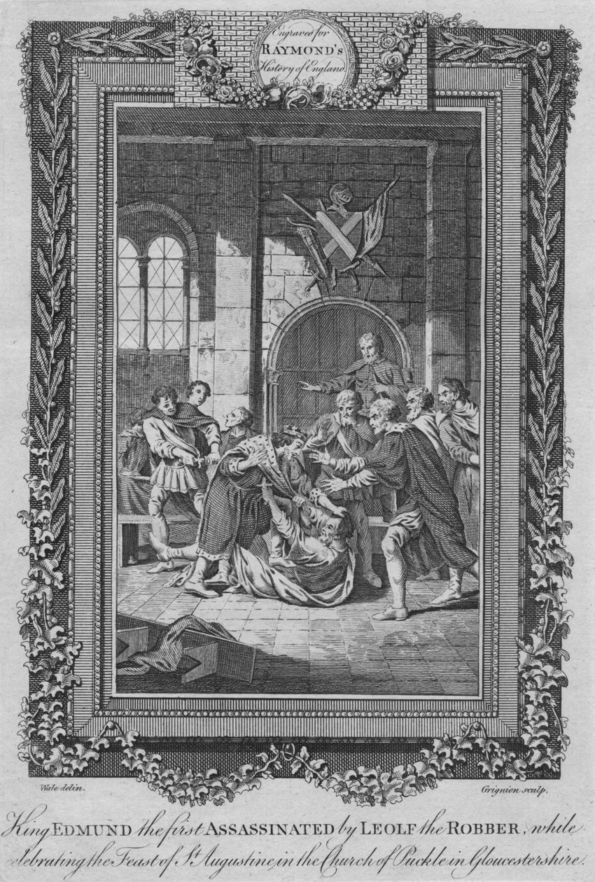 King Edmund the First Assassinated by Leolf the Robber by Unbekannt