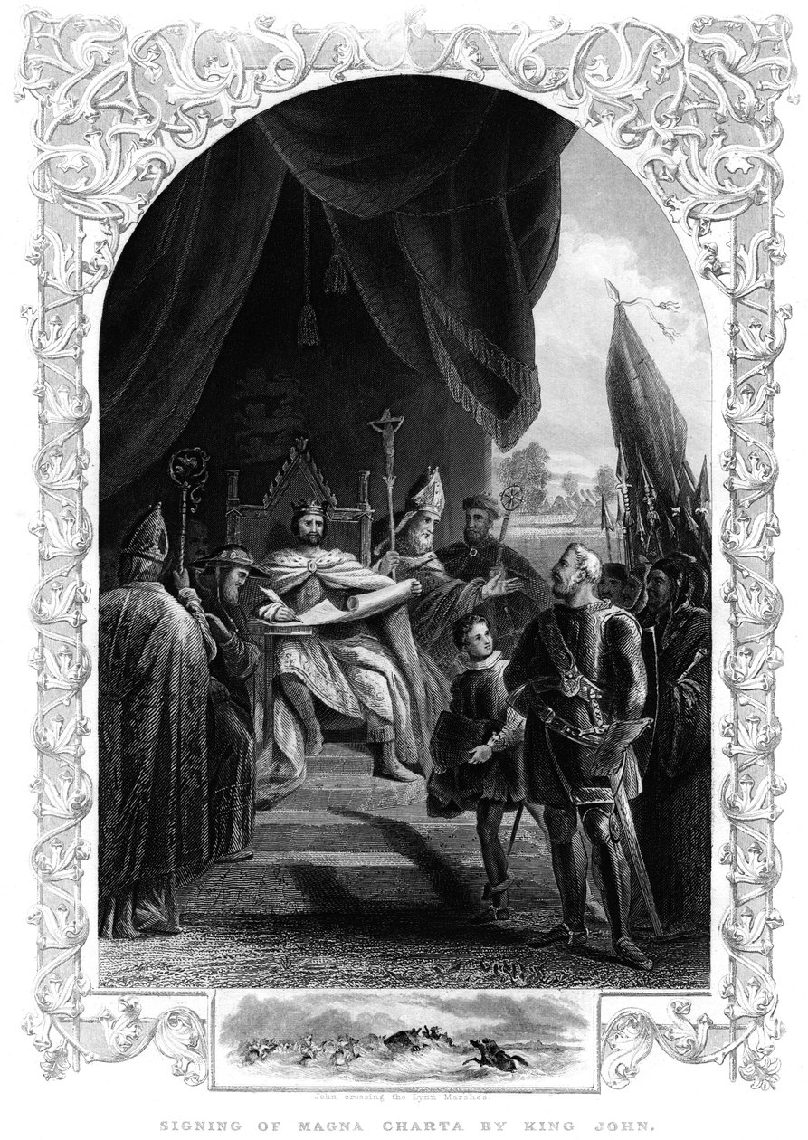 King John 1167-1216 Signing the Magna Carta at Runnymede, 1215 by Unbekannt