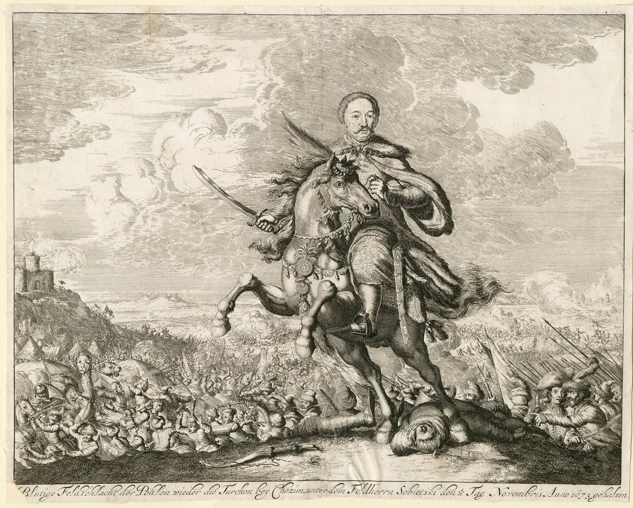 King John III Sobieski at the Battle of Khotyn on 11 November 1673, 1673 by Unbekannt