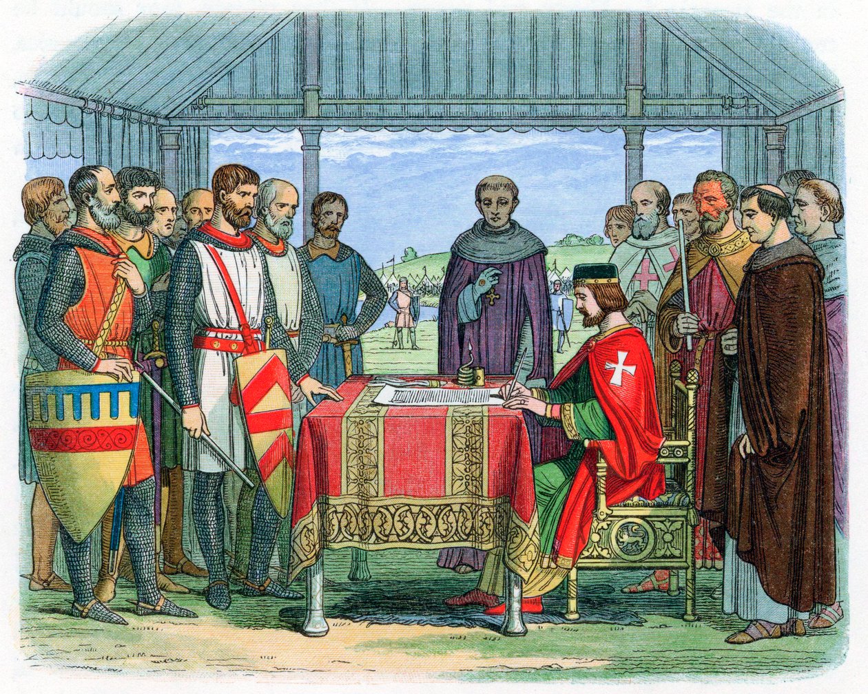 King John signing the Magna Carta at Runnymede, Surrey, 15 June 1215 by Unbekannt