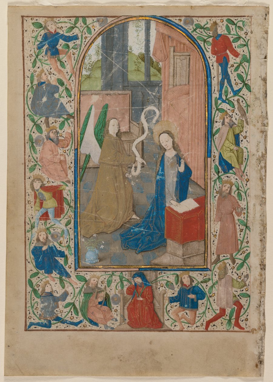 Leaf from a Book of Hours: The Annunciation recto, 1470s by Unbekannt