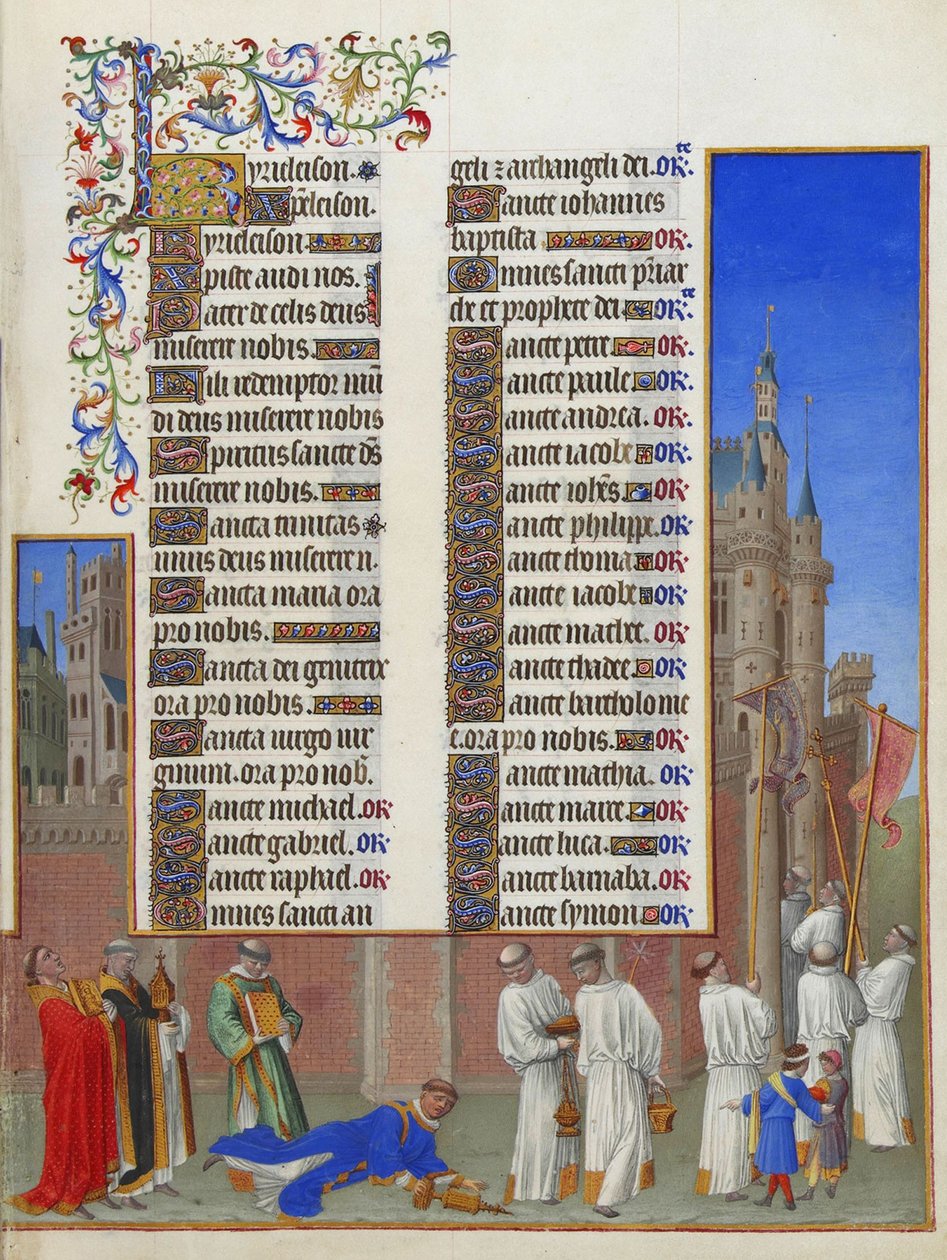 Les Très Riches Heures du Duc de Berry, Folio 72r - The Procession of Saint Gregory by Unbekannt