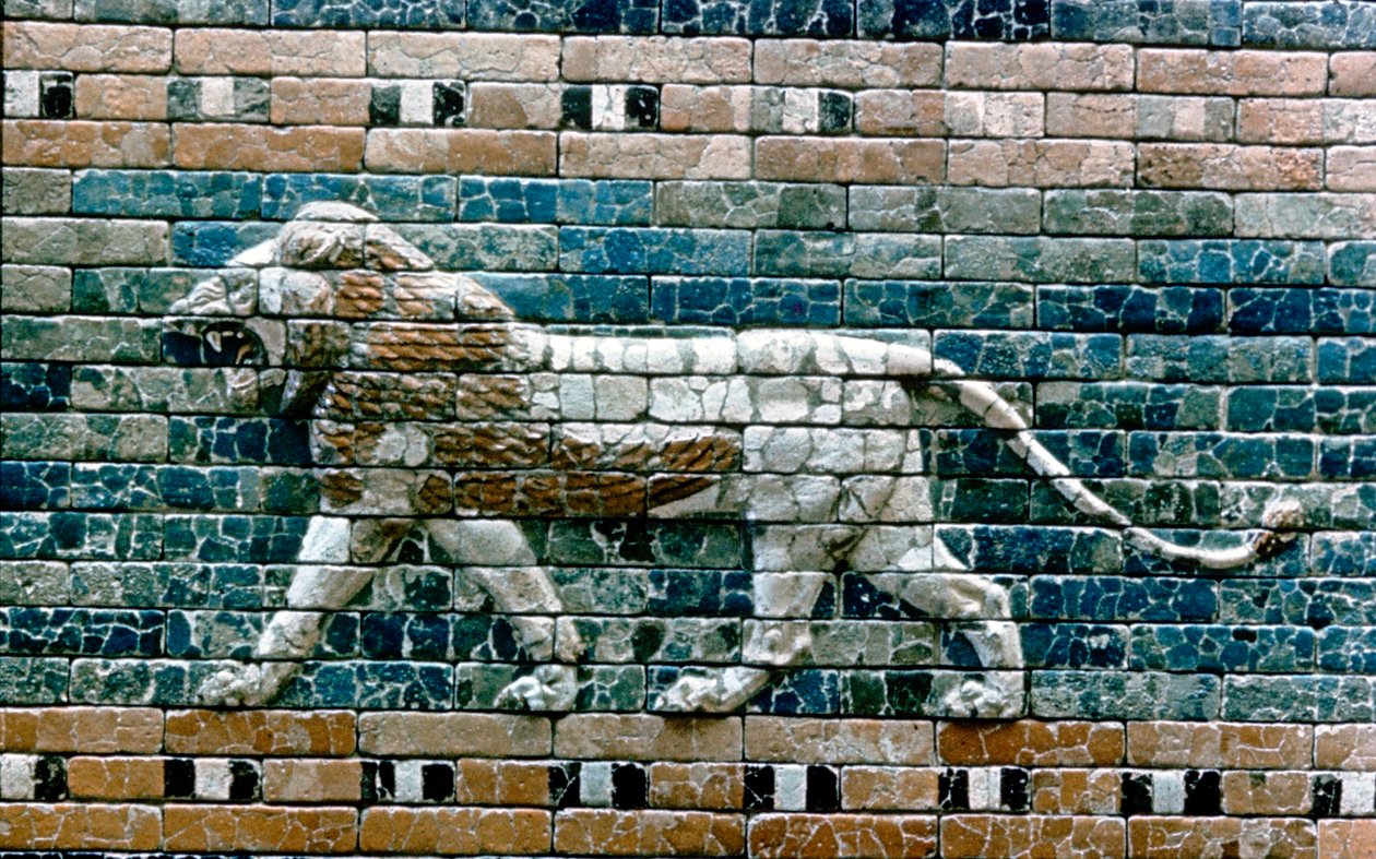 Lion Passant from Wall of the Sacred Way to the Ishtar Gate, Babylon Iraq by Unbekannt